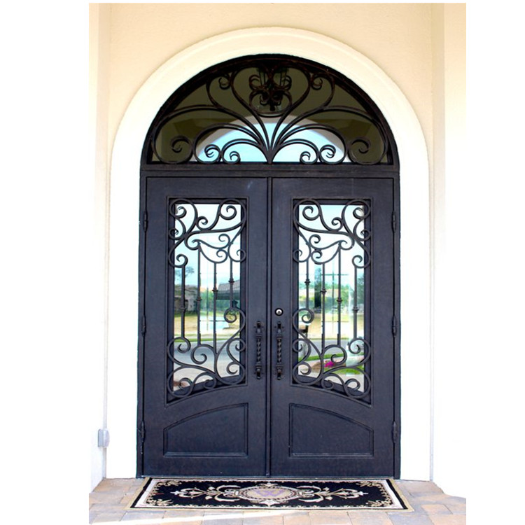 Exterior gate customized galvanized steel wrought iron door grill design