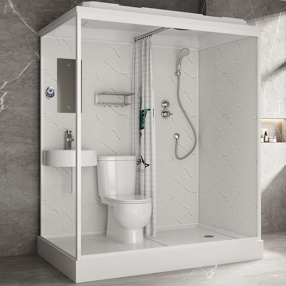Shower Enclosure Prefab Bathroom Modular Shower Room China Square Aluminium 1 Set Sliding White Color White Black Clear Glass