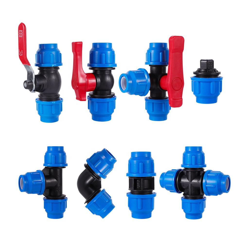 Agricultural Irrigation Straight Tee Elbow 20mm 25mm 32mm 40mm 50mm Tube Hdpe Pipe Compression Fittings Connector Coupling