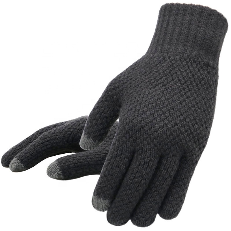OEM ODM Custom Winter Knitted Mens Gloves High Quality Touch Screen Men Gloves Thick Cashmere Wool Mens Gloves Autumn