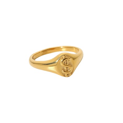 creative fashion women 18K gold plated USD design stainless steel ring