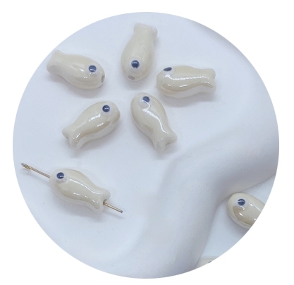 14MM Cute Ceramic Double-Sided Printed Fish ceramic clay porcelain beads DIY Handmade Bracelet Necklace Hair Accessories