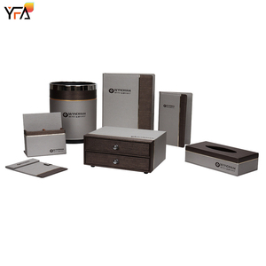 Customizable luxury Hotel Supplies 14 Leather Sets Hotel Guest Room Accessories Set Amenities Holder For Resort
