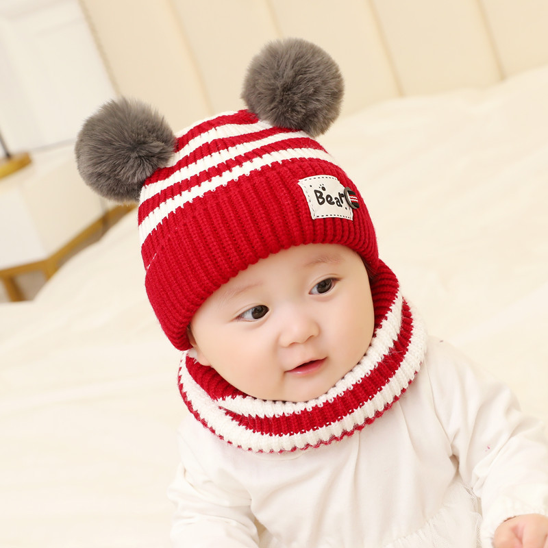 Hairy hat baby girl princess winter autumn and winter baby Korean version of baby hat autumn winter plus velvet scarf tide