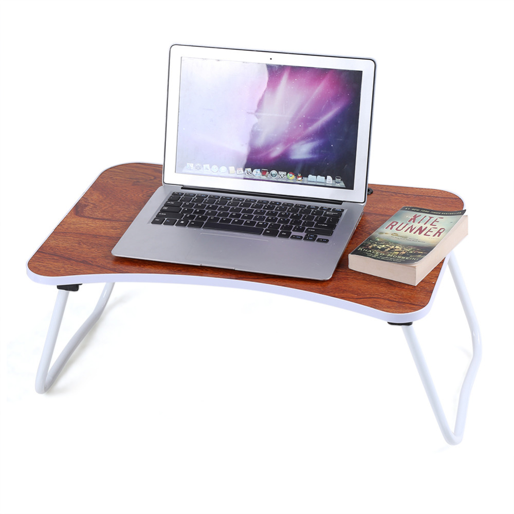 Modern Bamboo Wooden Computer Desk Folding Laptop Stand In Bed Pad Tablet Food Tray For Bed With Folding Legs