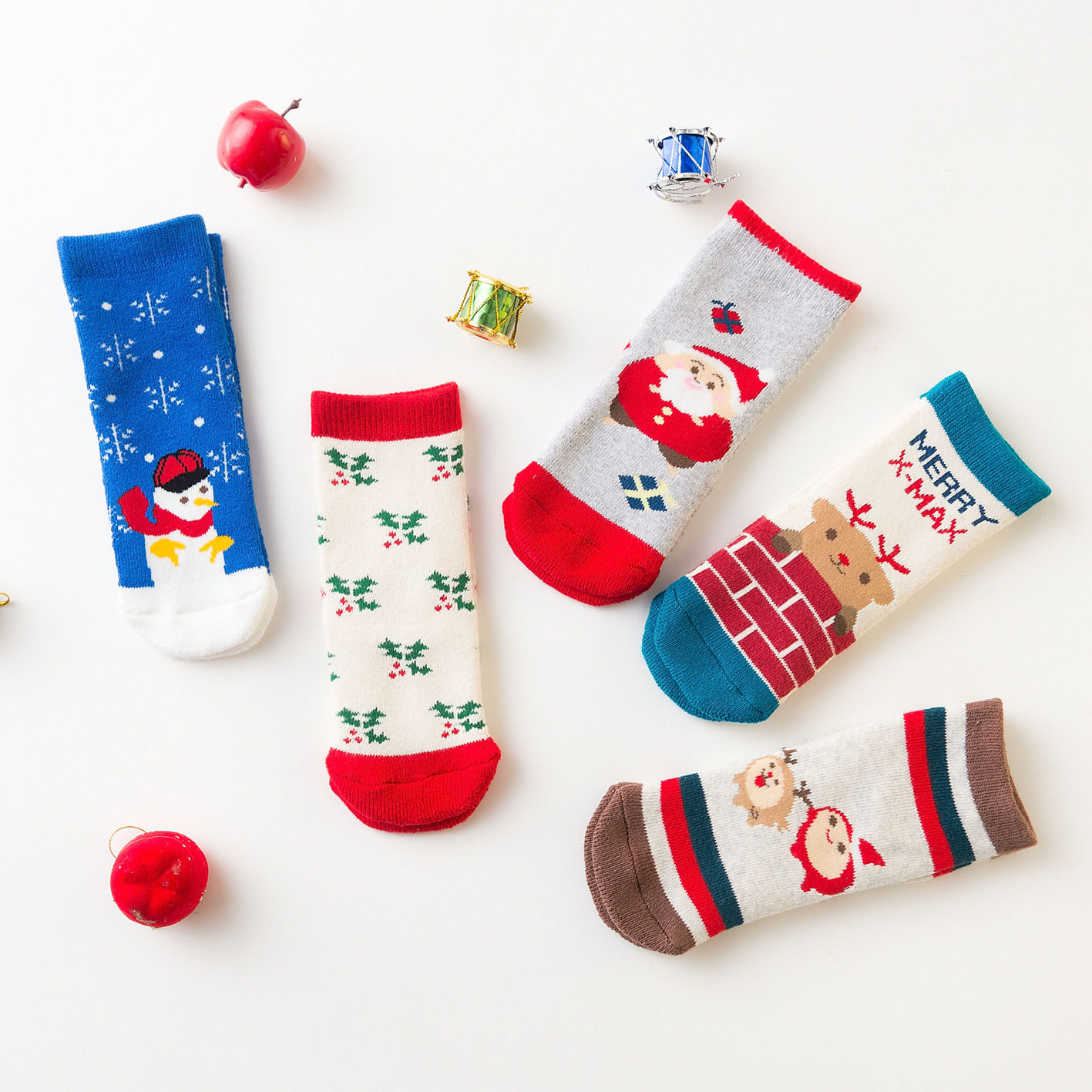 Xmas dressing sock high quality knit socking animal design deer stocking warm fluffy christmas snowflake reindeer socks for kids
