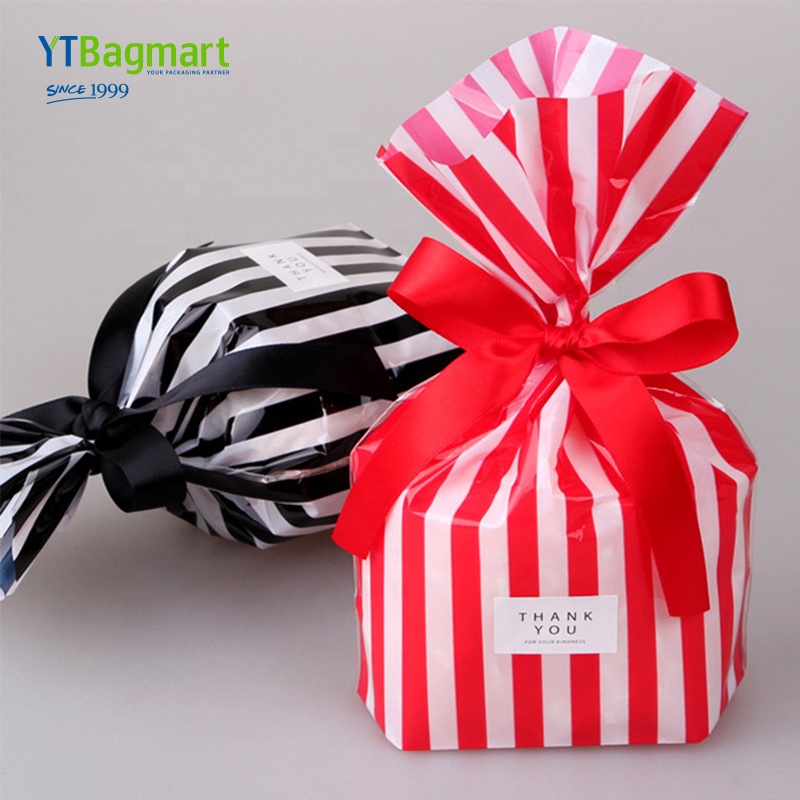 Custom Clear Flat Bottomed Treat Bags with Paper Insert Gift Wrap Cello Bags Flat Bottom Cellophane Bags