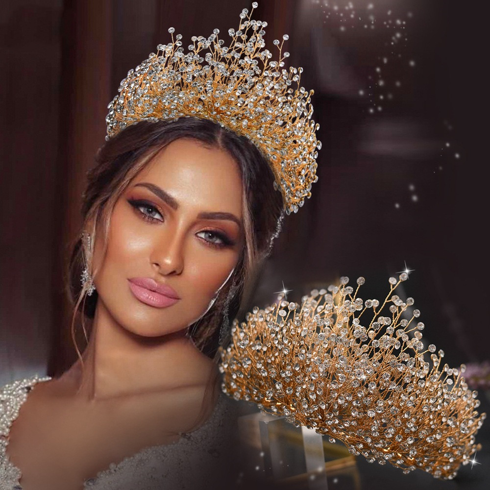 Full Crystal Rhinestone Earring и Necklace Set, Shiny Silver, Princess, Wedding, Bridal Crown, Luxury
