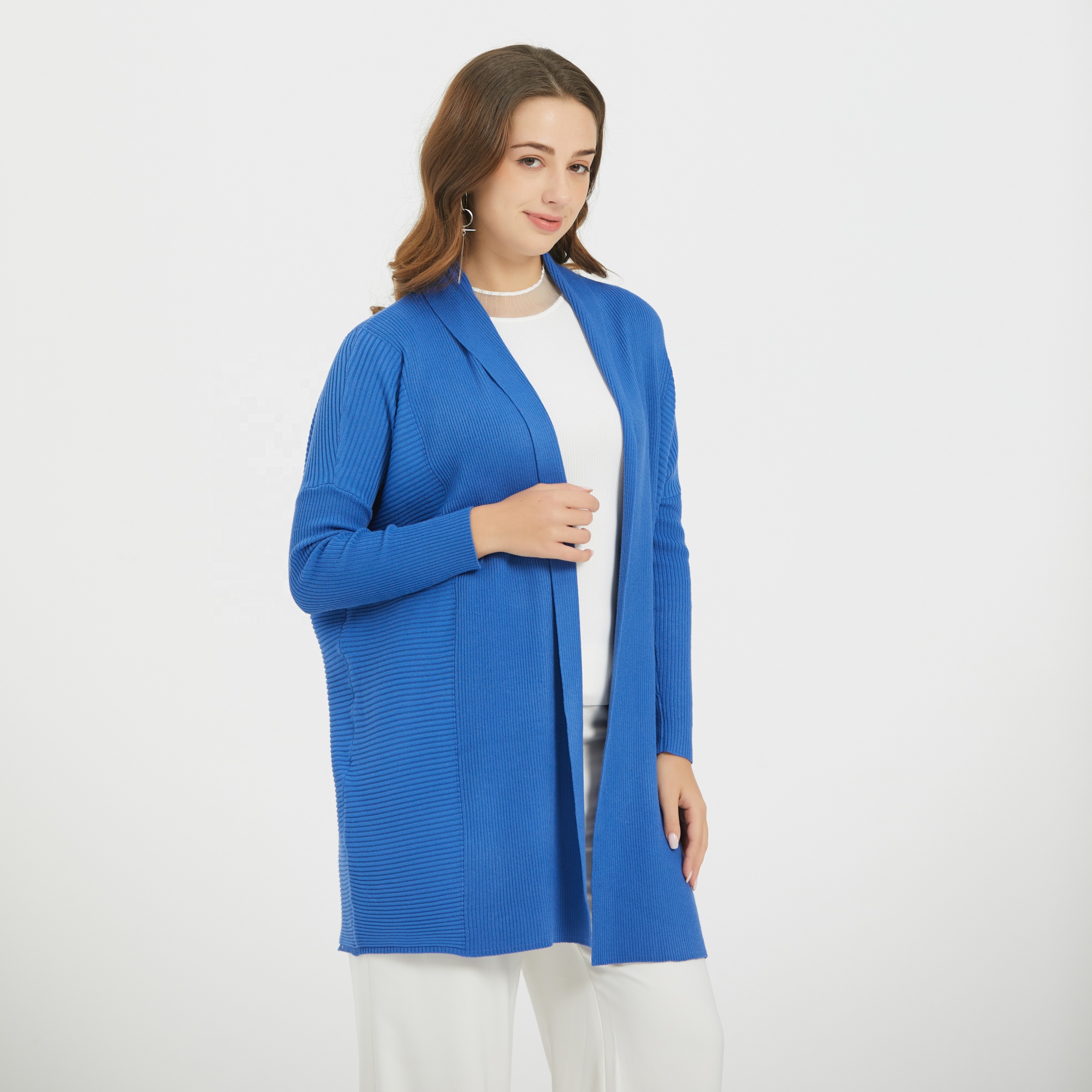 Sweater Manufacturer Woolen Sweater Design For Ladies Causal Turn Down Collar Long Sleeve Loose Knit Cardigan Sweater Women