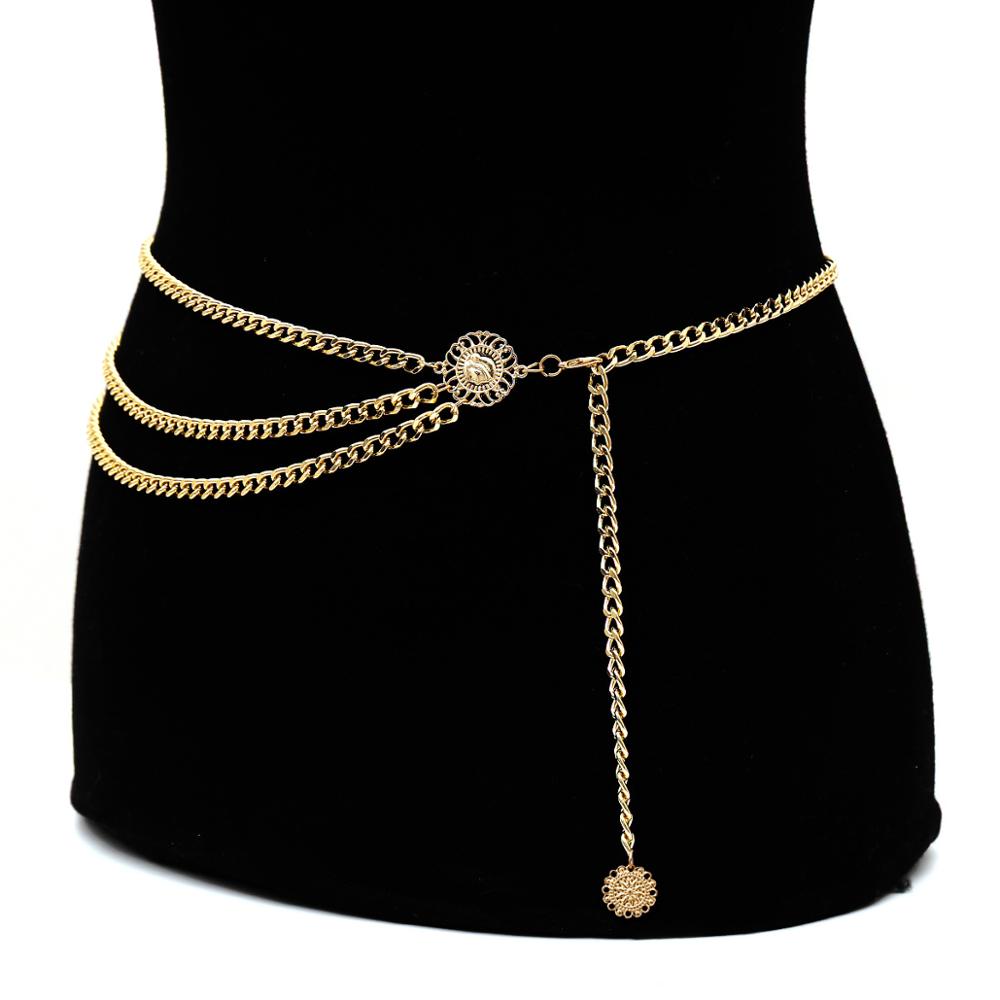 Fashion Gold Alloy Multi-layer Exaggerated Body Chain Female Adjustable Alloy Waist Chain Belt