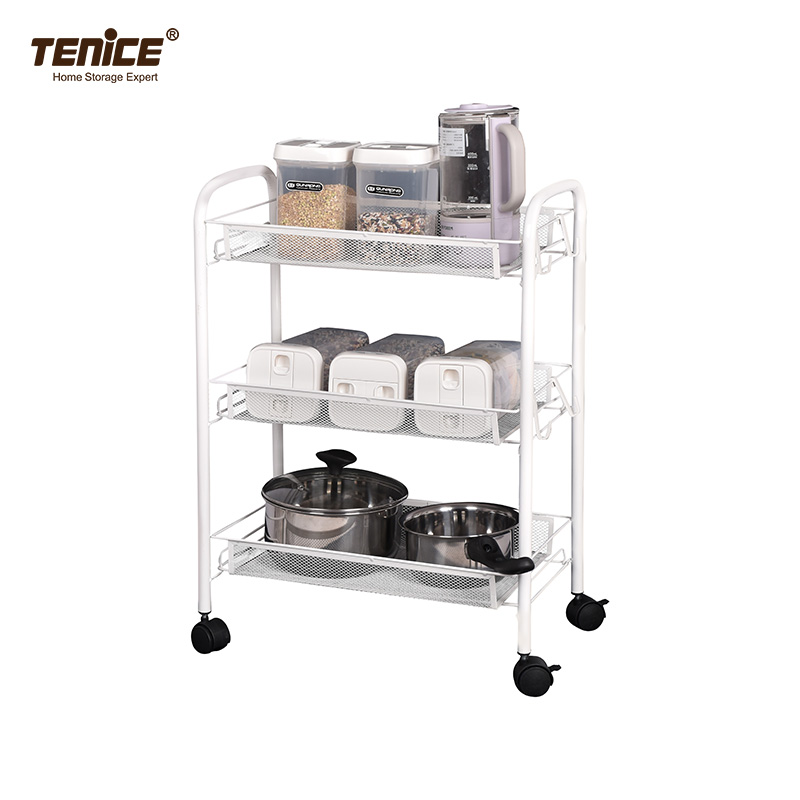 2021 Tenice 3 tier 4-wheels metal beauty salon furniture trolley cabinet cart professional kitchen tool storage trolley
