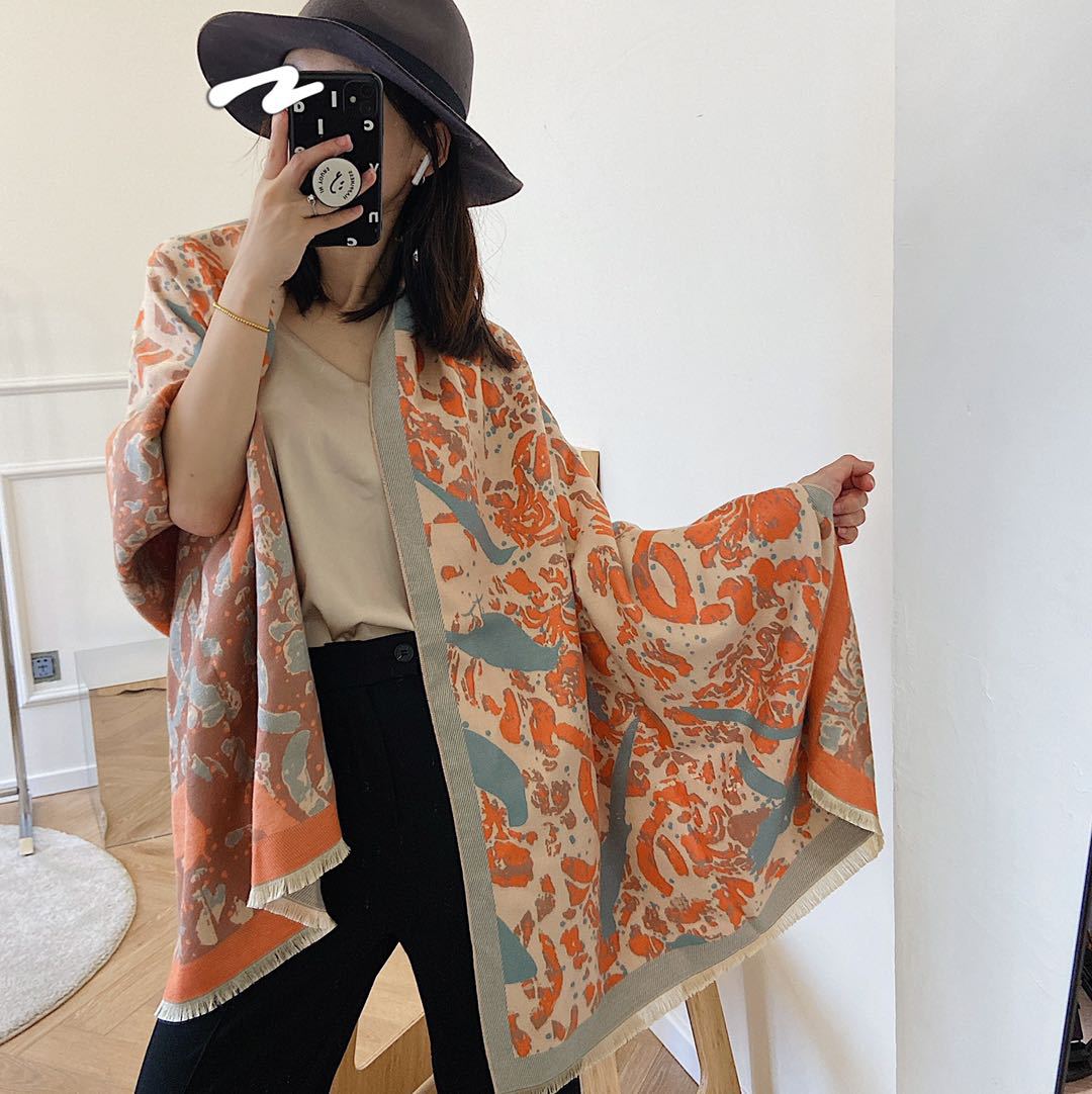2021 New Design Embroidery Wool Scarf Winter Embroidered Pashmina Cashmere Shawl For Women