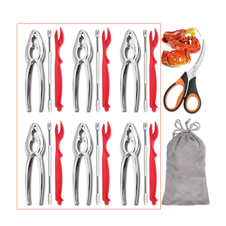 Custom 19pcs Seafood Tools Set Nut Cracker Set with Crab Crackers, Lobster Shellers, Crab Leg Forks and Seafood Scissors