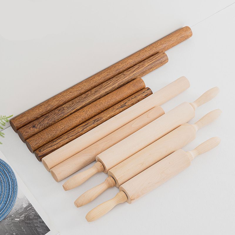 Theaceae Household Wood Non Stick Flour Dough Small Kid Solid Classic Wooden Rose Gold Embossed Roll Pin For Kitchen