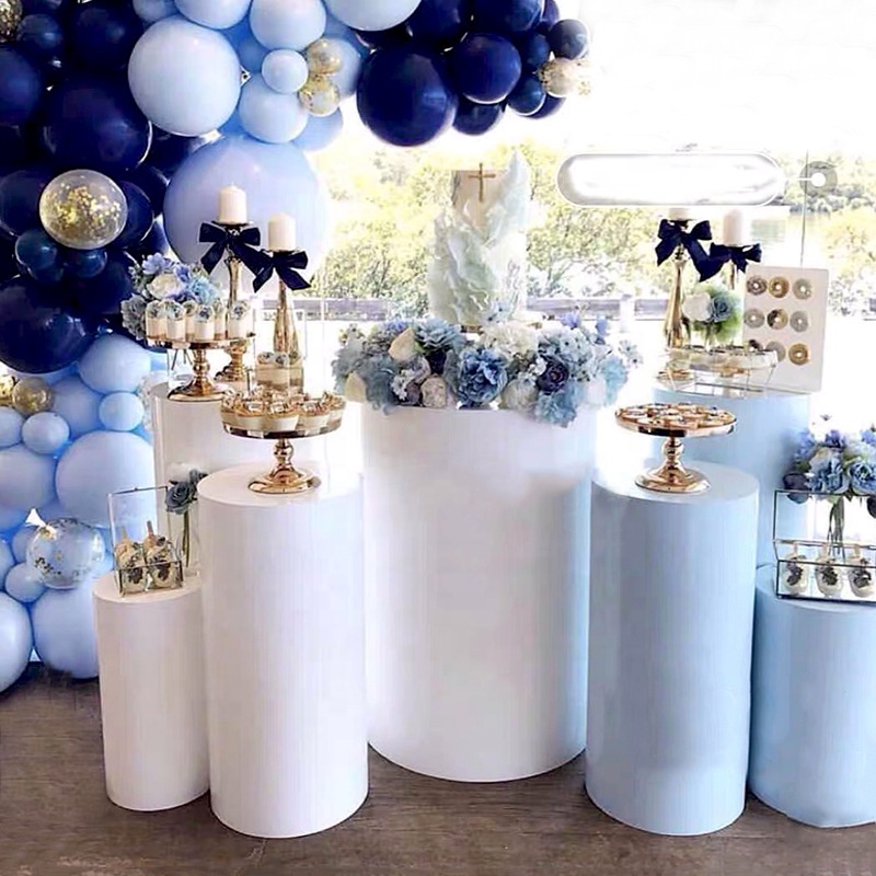 Set of 5 Plinth Iron White Cylinder Plinths Display Stand Dessert Table Stand For Wedding Party Decoration