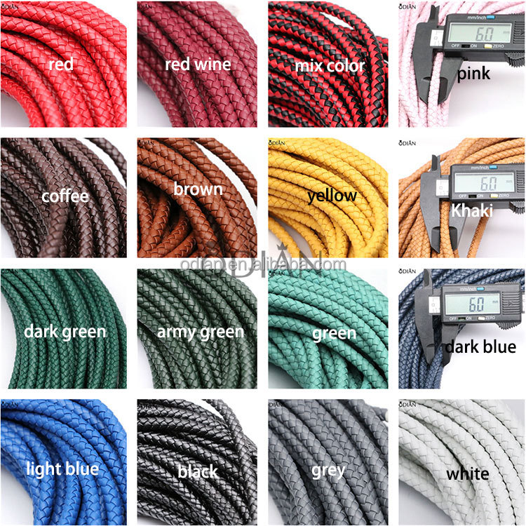 Odian Jewelry Genuine Round Stingray Python leather cord 4mm, 5mm, 6mm, for men leather  bracelet jewelry makin