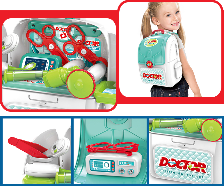 Backpack plastic kit game dr medical play set new doctor toys for kids girls