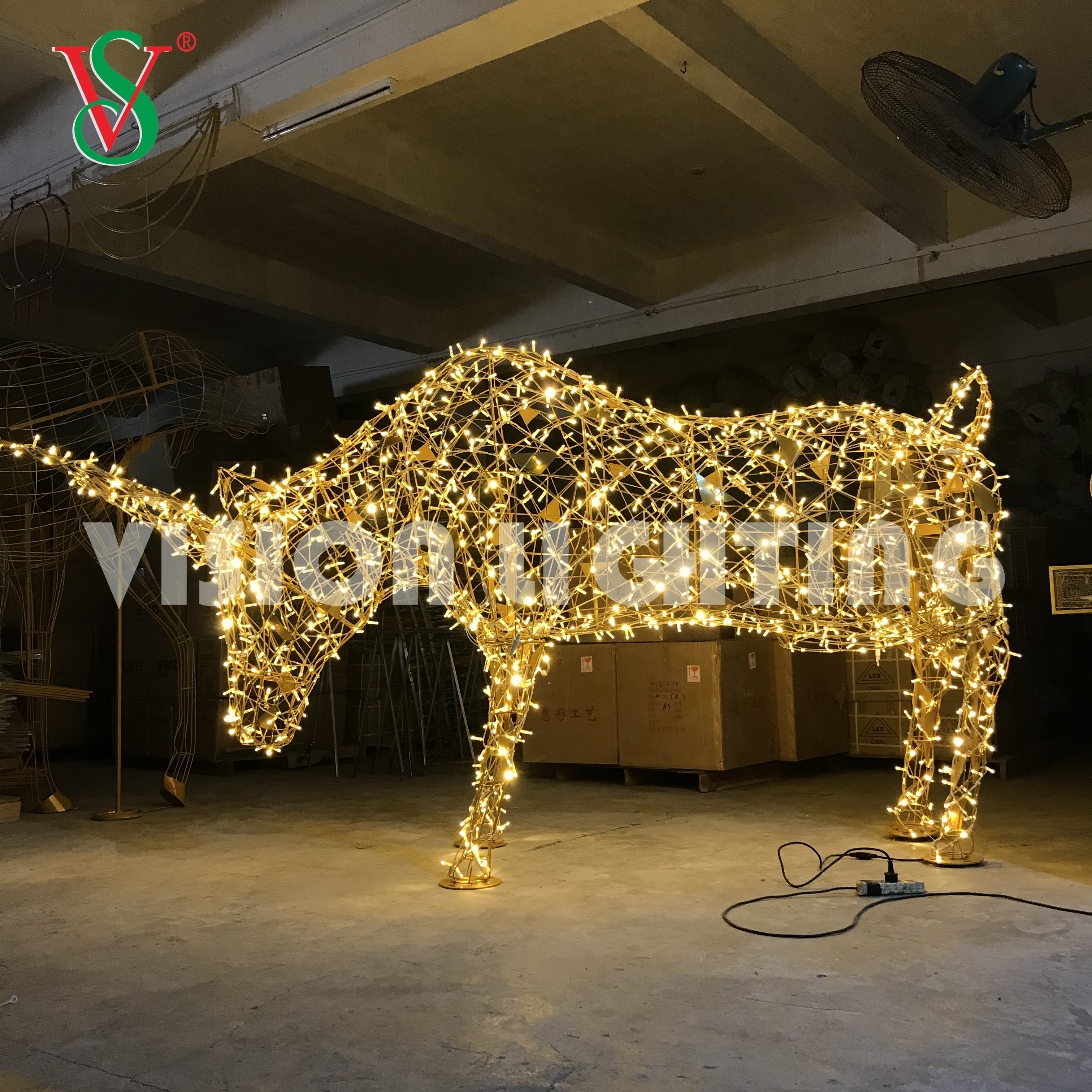 Светодиодная яркая 3D Скульптура Быка OX с имитацией освещения для наружного украшения