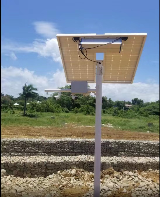 3M Pole solar cctv camera system LiFePO4 battery solar panel for cctv cameras