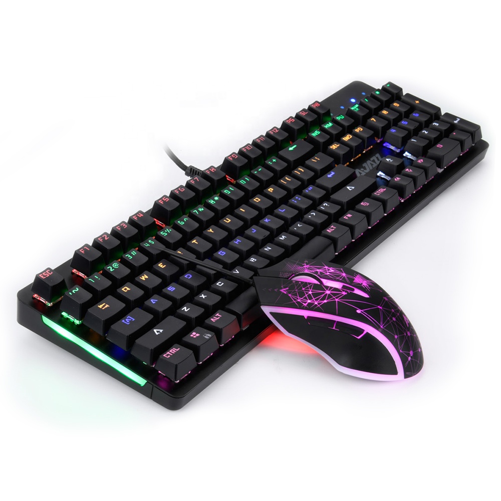 Проводная Механическая игровая клавиатура и мышь с RGB-подсветкой и 104 клавишами, эргономичная комбинированная USB
