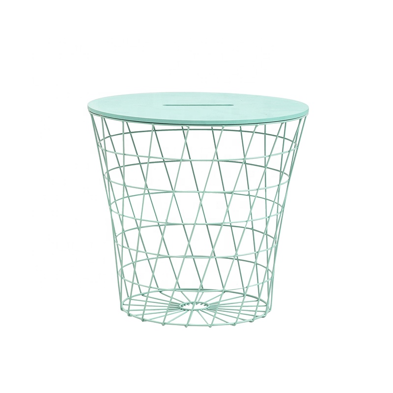 2021 New Nordic Stainless Steel Modern Small Round Sofa Bed Side End Table with Storage