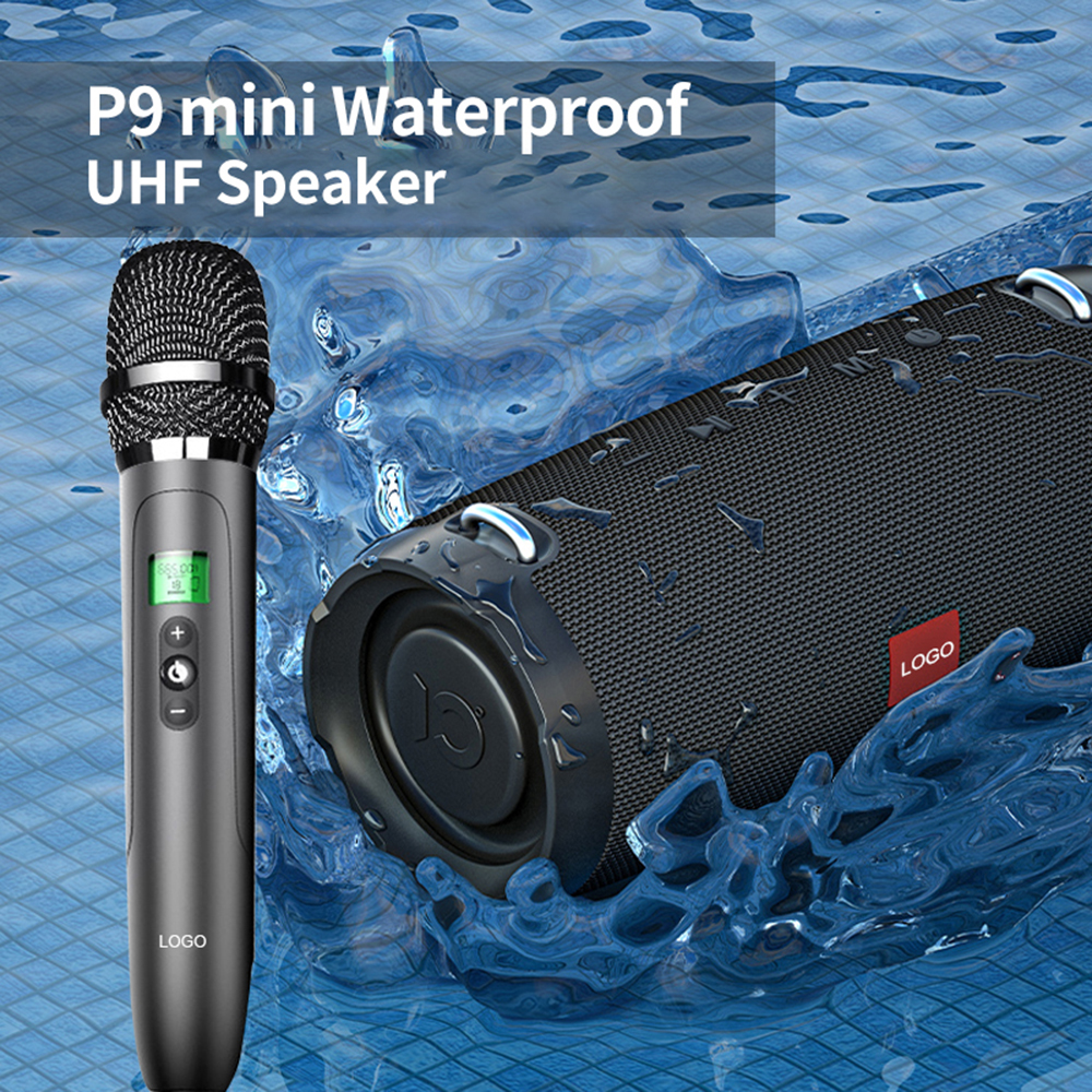 P9 мини UHF 40 Вт Выходная мощность IPX5 Водонепроницаемая 4400 мАч перезаряжаемая Bluetooth Hi-Fi колонка с UHF беспроводной караоке микрофон