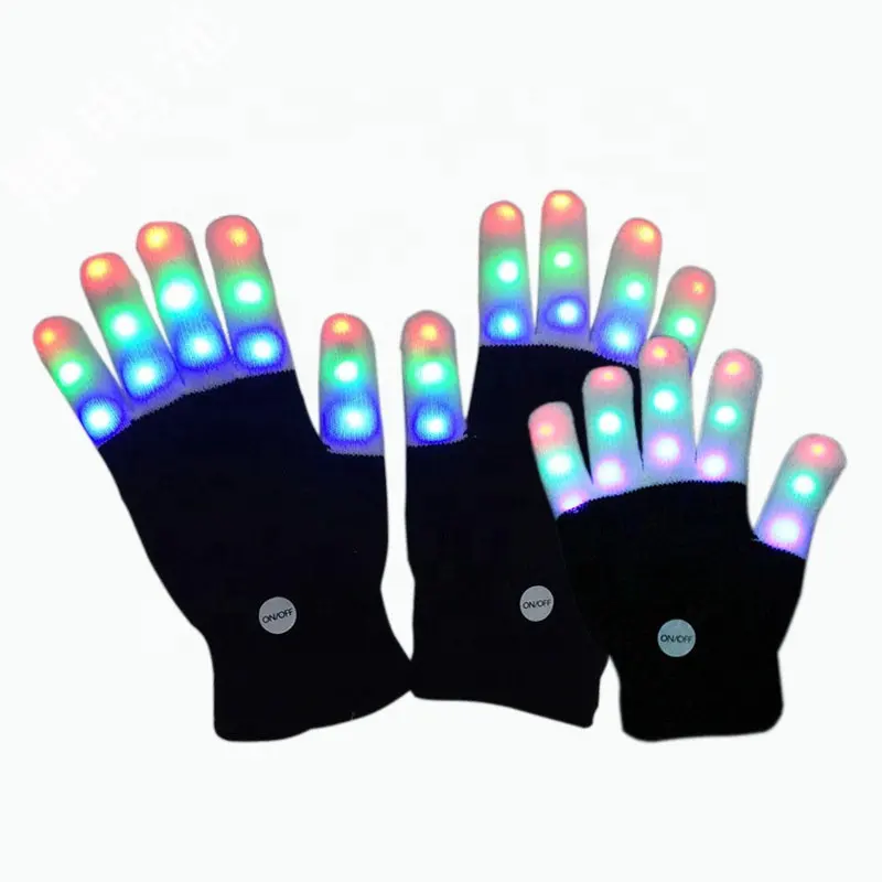 Cowinner Adult Kids Size LED Gloves Finger Light Up Gloves Colorful Glow Flashing Cool Fun Toys For Xmas Halloween