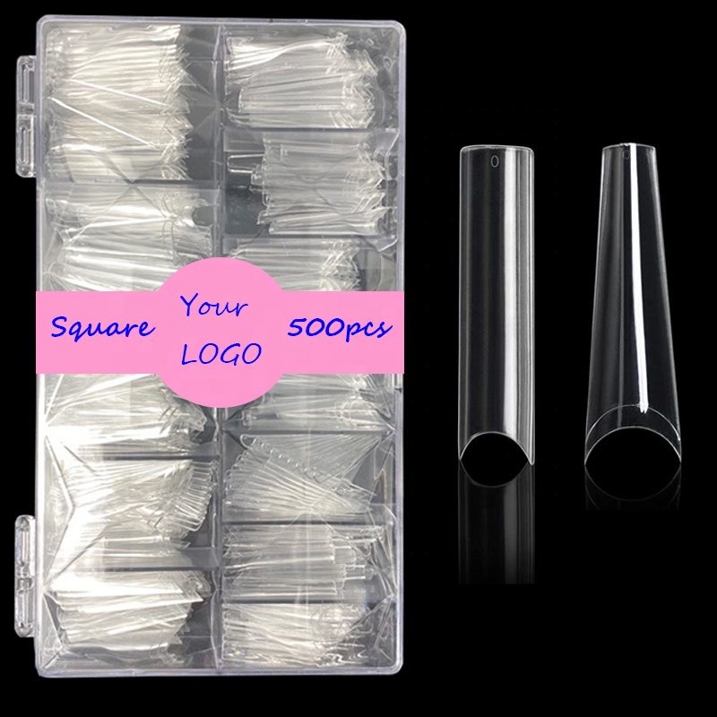 500Pcs/box Non C Curve XXL Extra Long Coffin Nail Tips Half Cover ABS 3XL Coffin Square Wholesale French False Nail Tips
