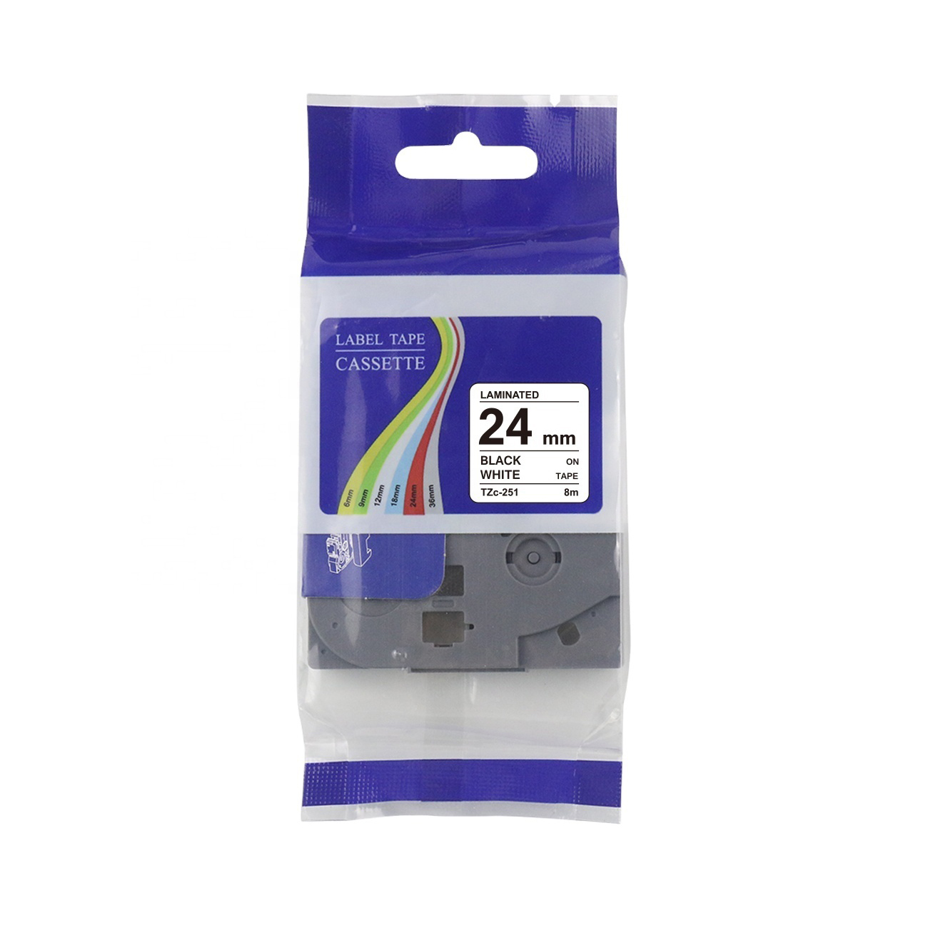 Tzy-251 Black on White printing ribbon/label tape 24mm Compatible for Brother printer