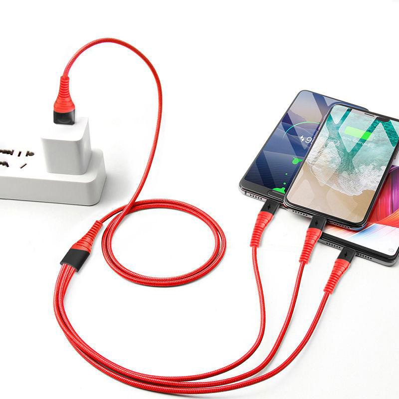 Usb-кабель для быстрой зарядки, Type-C, для телефона, Usb-кабель для передачи данных, зарядное устройство, новинка, прочный нейлоновый Плетеный Micro 3 в 1, 3 в 1, HY-C1908 ODM/OEM