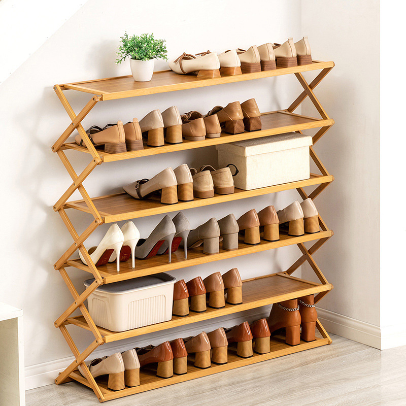 top 6 tier customized Portable no assembly Foldable designs amazing living bamboo Panel shoe racks cabinet