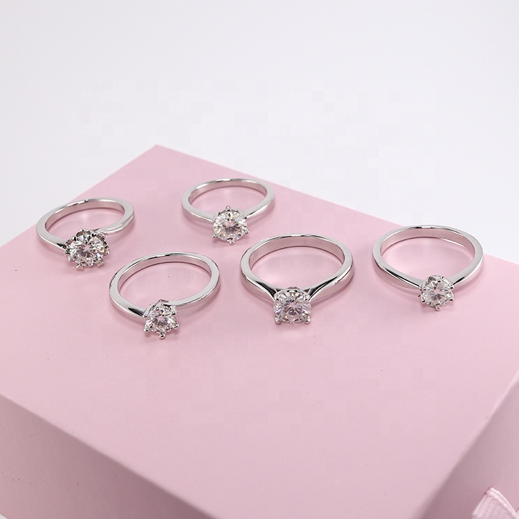 2021 Classic New Trendy Womens CZ Jewelry 925 Sterling Silver Rhodium Wedding Engagement Diamond Solitaire Moissanite Ring
