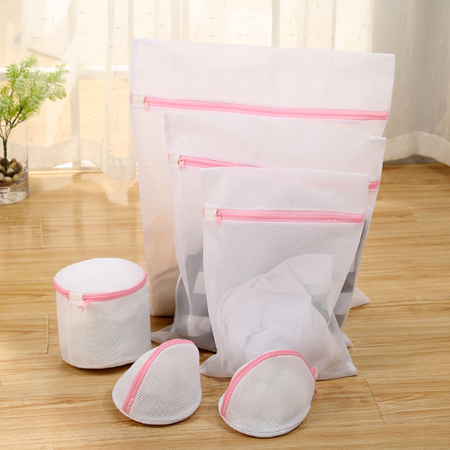 Wholesale Small Fine Polyester Mesh Cotton Washing Laundry Bag with Zipper for Machine