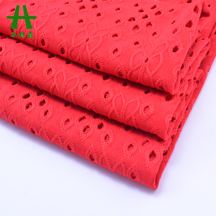 Mulinsen Textile Knitting DTY Plain Dyed Polyester Fabric Jacquard Hole Punch