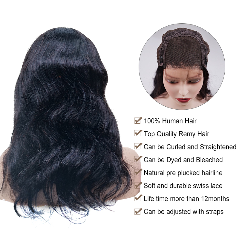 Most Natural 12 inch curly human hair full lace wig brazilian hair front lace wig black color human hair lace front