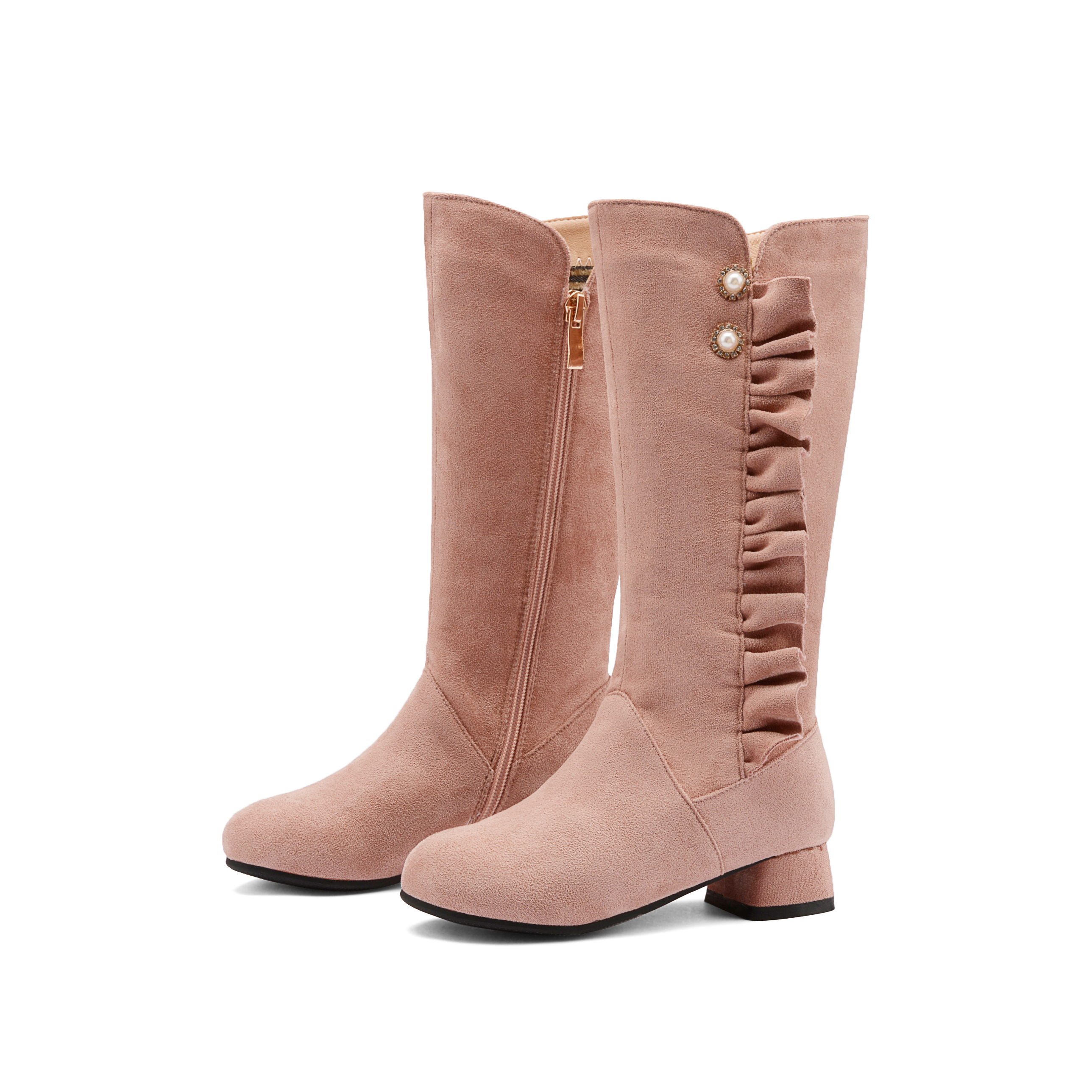 Girls' high boots 2021 autumn and winter children's boots, big kids plus velvet princess boots