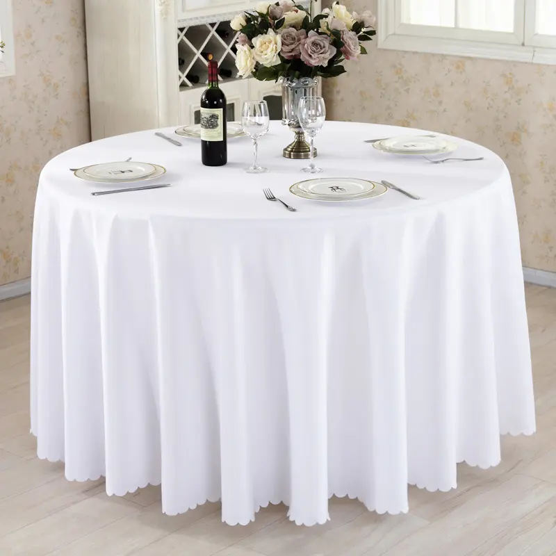 Round Polyester Table Cloth Fabric Tablecloth Wedding Reception Restaurant Banquet Party