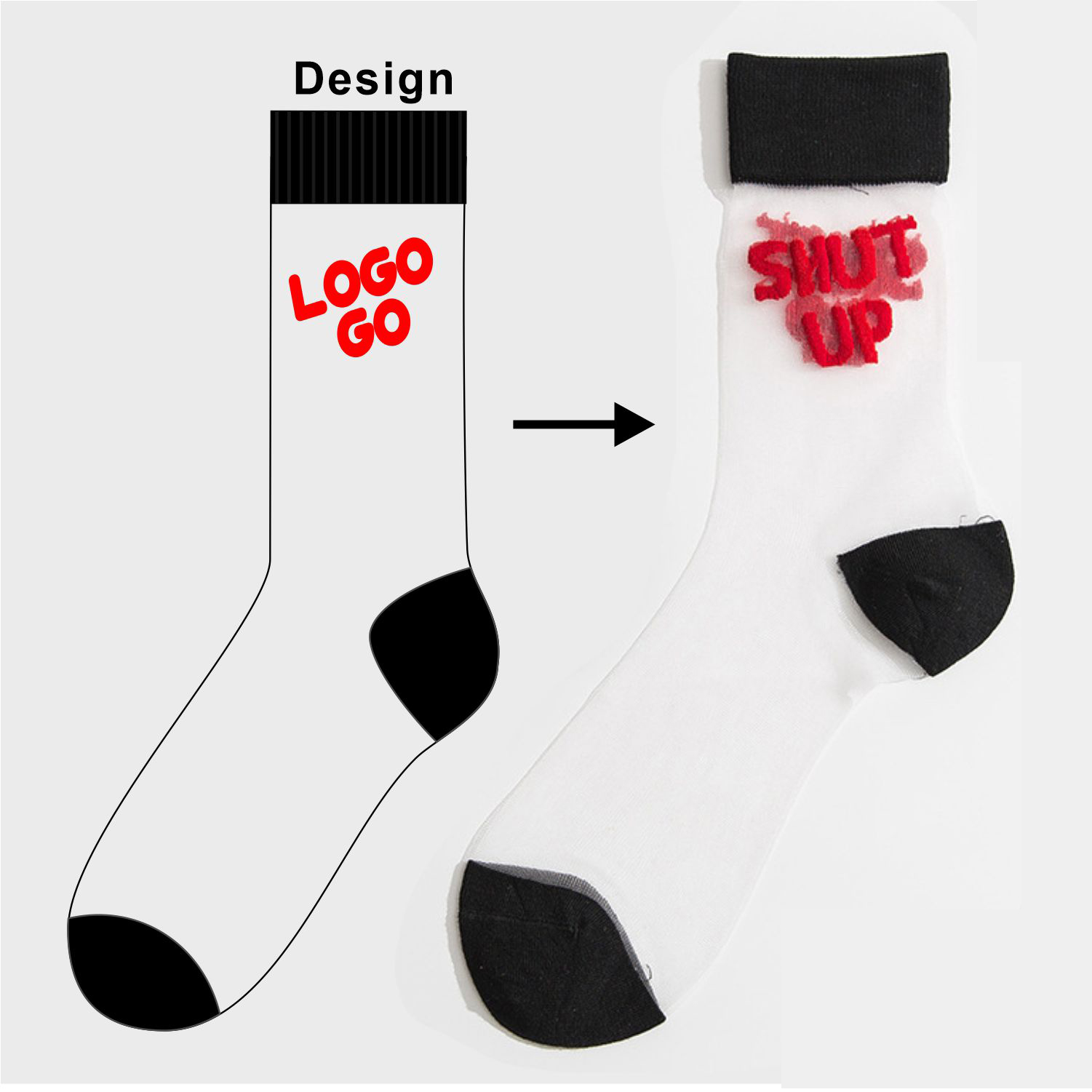 Factory Custom logo ladies transparent Thin Lace Elastic Socks Crystal Glass Silk Sheer Short Stockings Socks