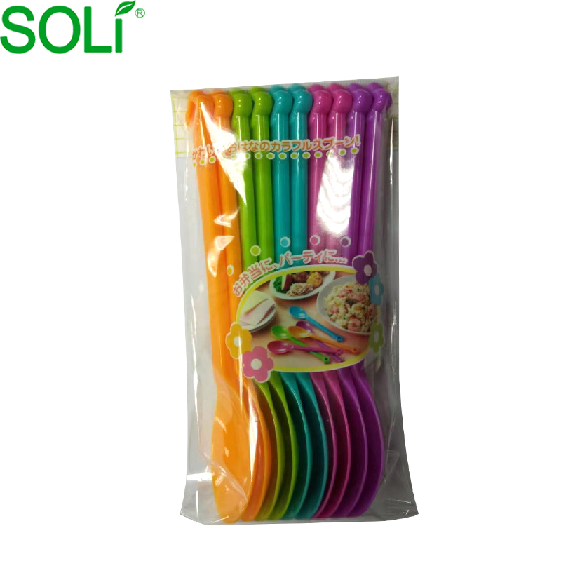 Plastic thickening frosting hard spoon dessert rice fast food color environmental protection Children spoon Plastic spoon