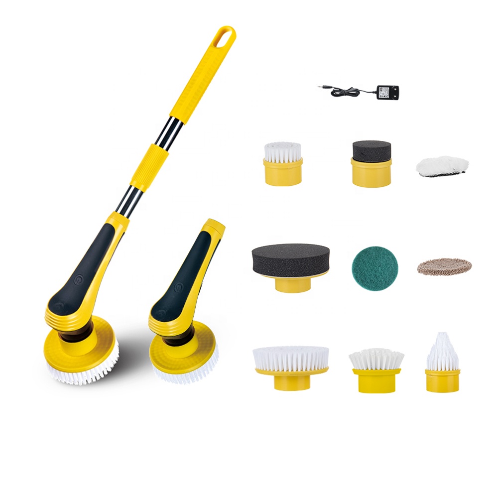 Waterproof factory custom handheld turbo scrub electric cordless spin scrubber cleaning brush