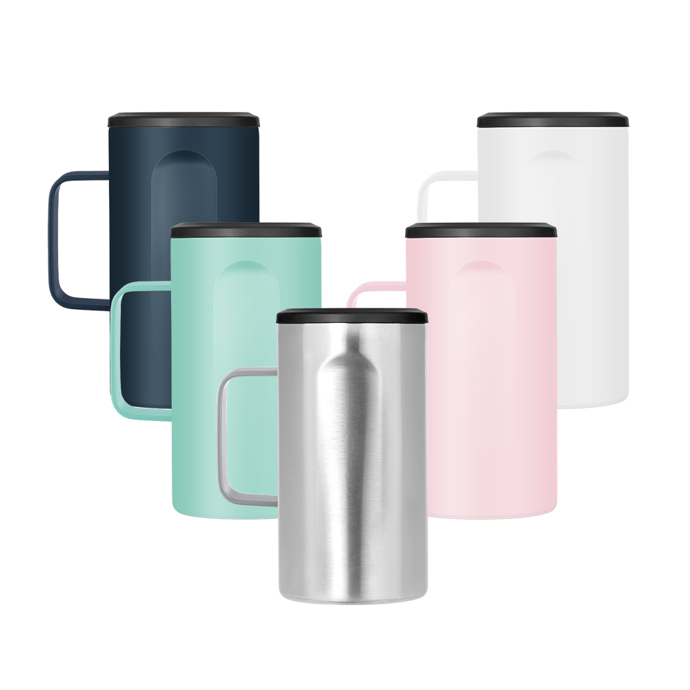 New design 450ML Double Wall Stainless Steel Insulator Beer Slim Can Cooler Holder Tumbler With Handle