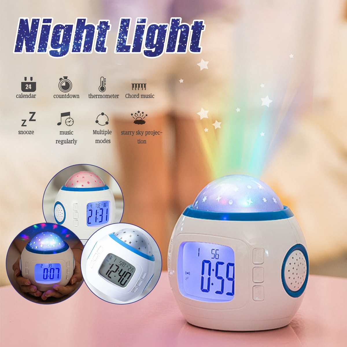 Поставка с фабрики 3d led usb ночник Многофункциональный Будильник Звездный Ночник проектор