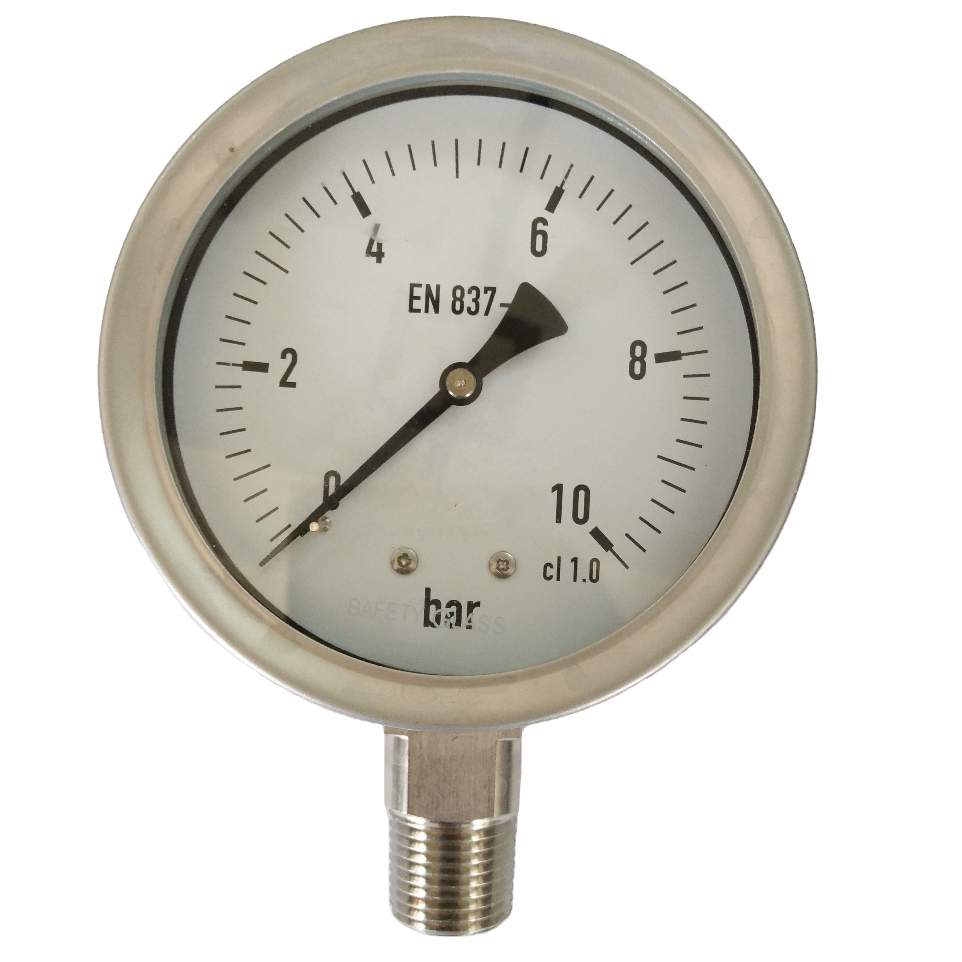 HF 100mm high quality factory price 0-10bar All SS Pressure Gauge DIN CASE type pressure gauge with radiator