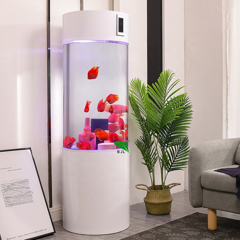 indoor decor transparent acrylic round aquarium tank fish