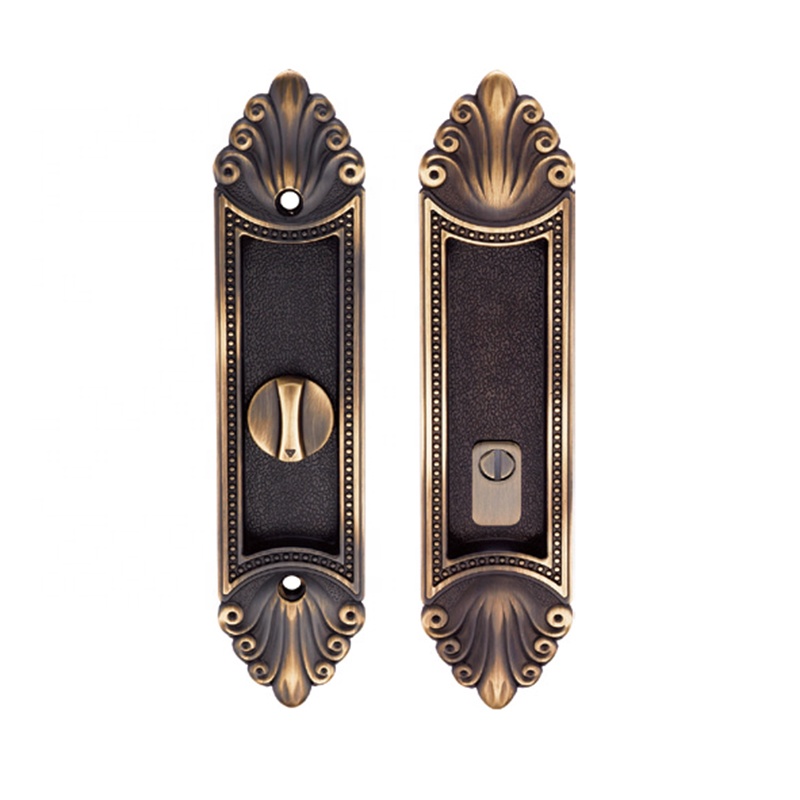 Antique Brass Material Pocket Door Lock Cavity Conceal Sliding Door Lock by Coin Open Barn Copper Door Lock C03
