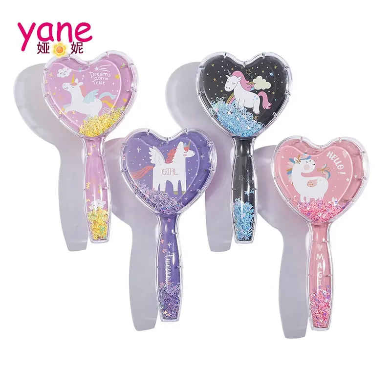 Cute plastic airbag brush love cartoon air cushion unicorn pattern comb for children