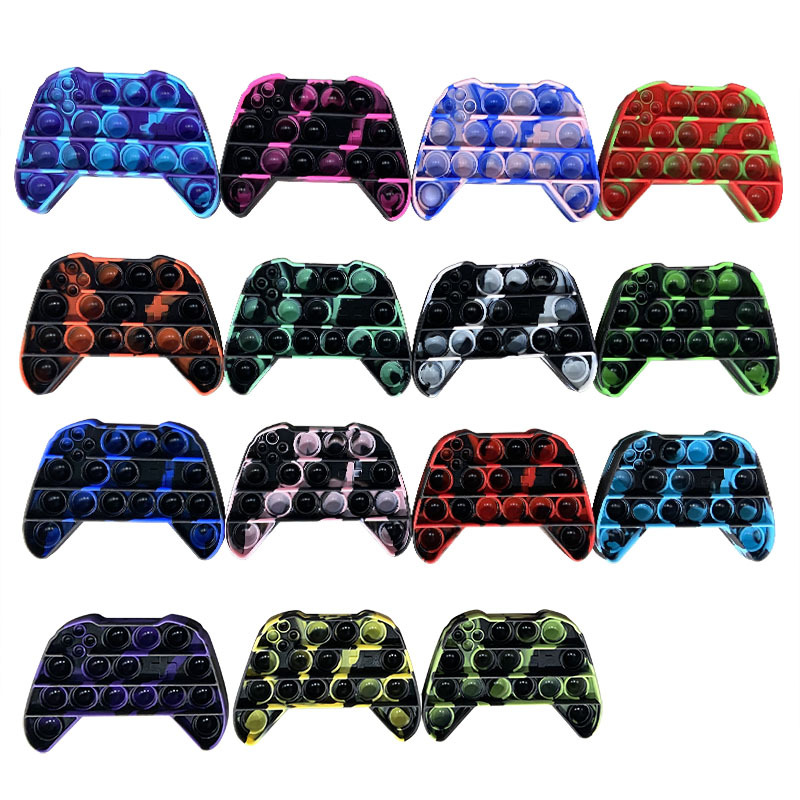 hand push bubble sensory toy non-toxic silicone decompression game handle fidget toy gamepad game control