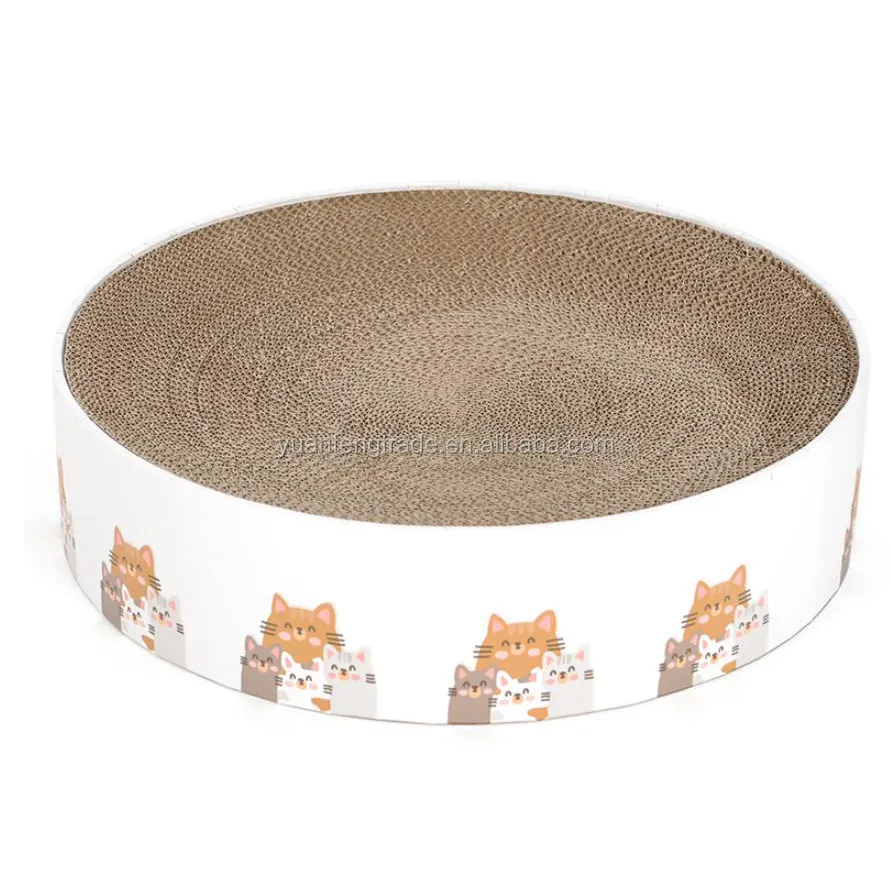 Simple Style Cheap Round Shape Corrugated Cardboard Cat Scratcher Cat Bed Furniture for Cat Sleeping and Scratching with Catnip
