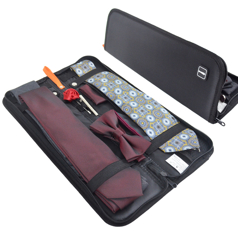 Zl-Multi functional Men Necktie Organizer Cuff Link Tie Clip Case for travel