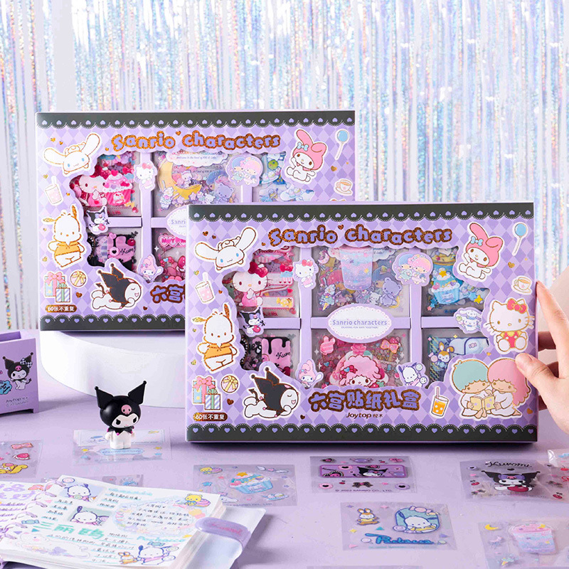 Оптовая продажа, 60 шт. наклейки, подарочный набор, Sanrio kawaii, канцелярские принадлежности для журнала, милые студенты